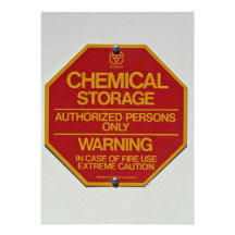 Sign board indicating Chemical storage Custom Announcement