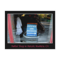 Sign in Barber-Shop Window, Murrieta, CA Post Cards