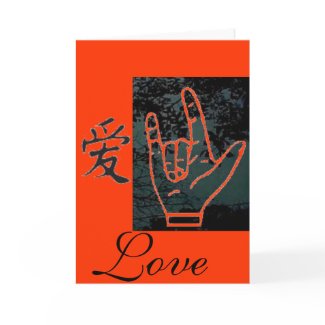 Sign Language For I Love You/Japanese Love Symbol card