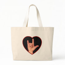 SIGN LANGUAGE I LOVE YOU HEART, HAND BAGS