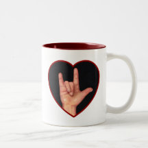 SIGN LANGUAGE I LOVE YOU HEART, HAND COFFEE MUG