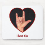 SIGN LANGUAGE I LOVE YOU HEART, HAND MOUSE MATS