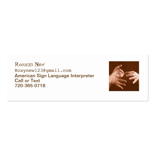 Sign Language Interpreter Business Card (front side)