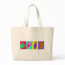 Sign Language LOVE Andy Warhol Tote Bags