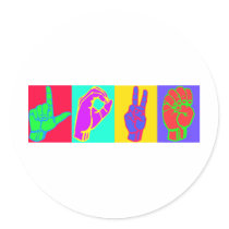 Sign Language LOVE Andy Warhol Stickers