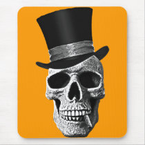 skull, art, cool, vintage, signal hat, dead, goth, cigar, tee-shirt, tendency, odd, funny, fun, class, design, bones, vintage, history, Mouse pad with custom graphic design