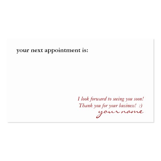 signature in red business card templates (back side)