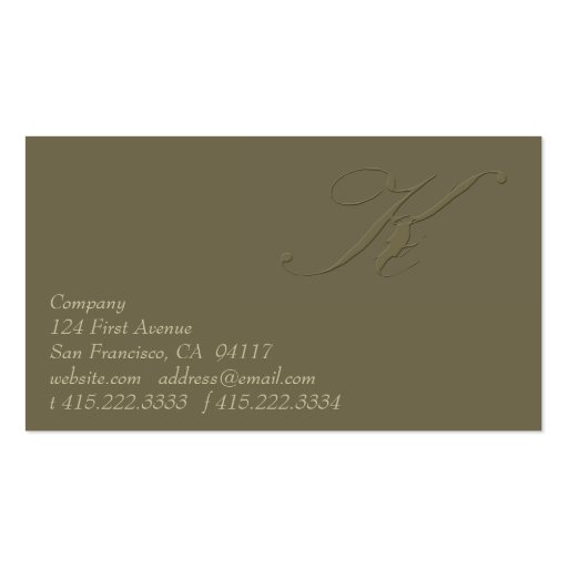 Signature K Business Card (back side)
