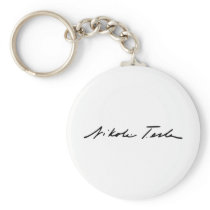 Signature of Electricity Genius Nikola Tesla Keychain