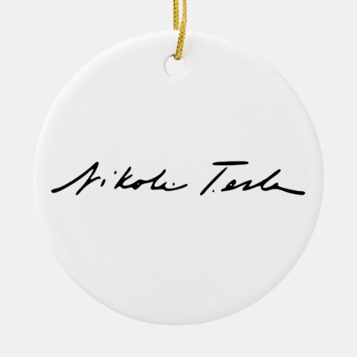 Signature of Electricity Genius Nikola Tesla Christmas Tree Ornament