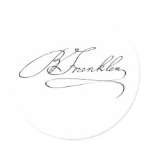 Signature of Founding Father Benjamin Franklin Round Stickers
