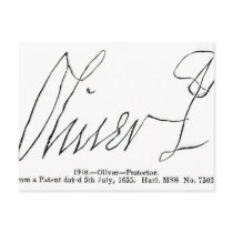 Signature of Oliver Cromwell  Lord Protector Postcard
