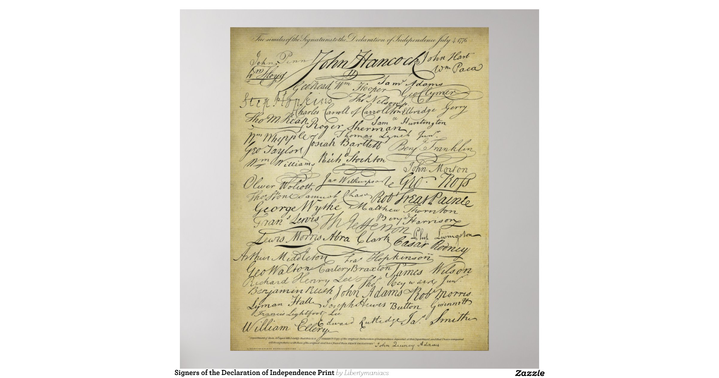signers of the declaration of independence print