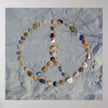 Signo de la paz de piedra de la playa poster