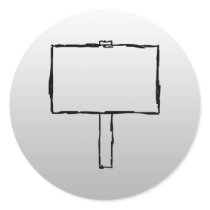 Signpost Notice Image. Black on gray. Round Stickers