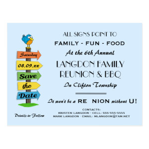 Signpost Save the Date Reunion, Party or Event Postcard