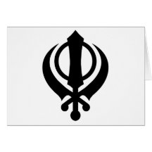 Sikh Khanda Black Greeting Cards
