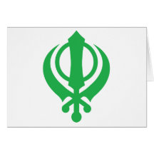 Sikh Khanda Green Greeting Cards