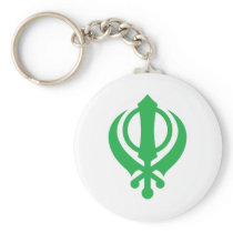 Sikh Khanda Green Key Chain