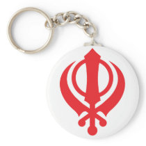 Sikh Khanda Red Key Chain