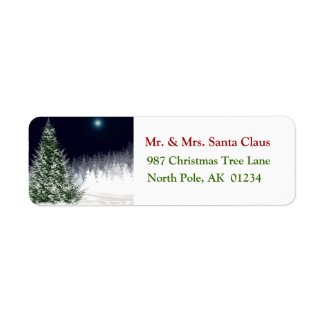 Silent Night Christmas Tree Return Address Label label