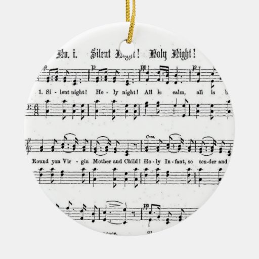 SILENT NIGHT HOLY NIGHT SHEET MUSIC CHRISTMAS SONG CERAMIC ORNAMENT | Zazzle