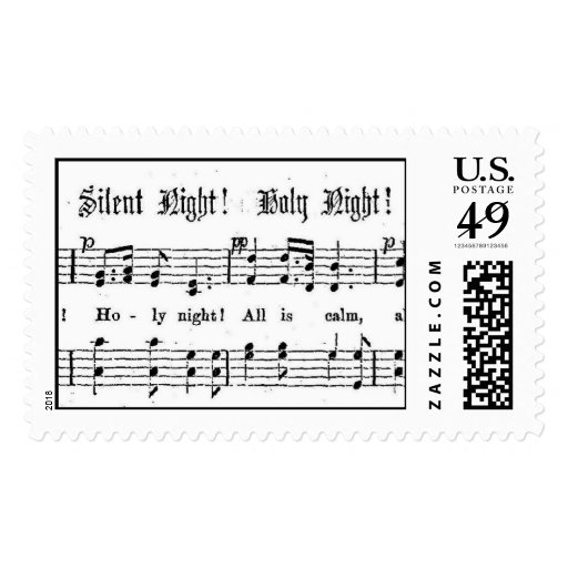 SILENT NIGHT HOLY NIGHT SHEET MUSIC CHRISTMAS SONG POSTAGE STAMP | Zazzle