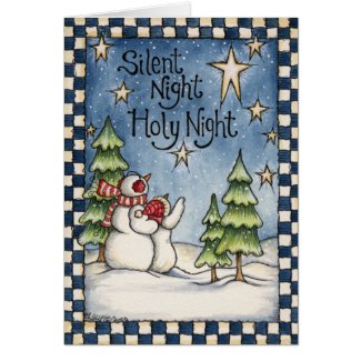 Silent Night Snowmen Christmas Holiday Card