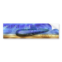 Silent Service w/Sub & Qual Dolphins BumperSticker by subbiz Silent Service w/Sub & Qual Dolphins BumperSticker