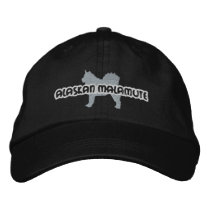 Silhouette Alaskan Malamute Embroidered Hat Baseball Cap