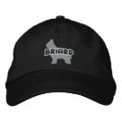 basic_unstructured_adjustable_cap - This fantastic Briard hat is embroidered with the dog breed's silhouette, standing with its name printed in front. The French Shepherd's silhouette is a dark silver gray, and the text outline is white. Looks fantastic on our black hats!
