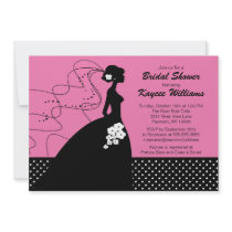 Silhouette Bride on Pink Bridal Shower Invitation