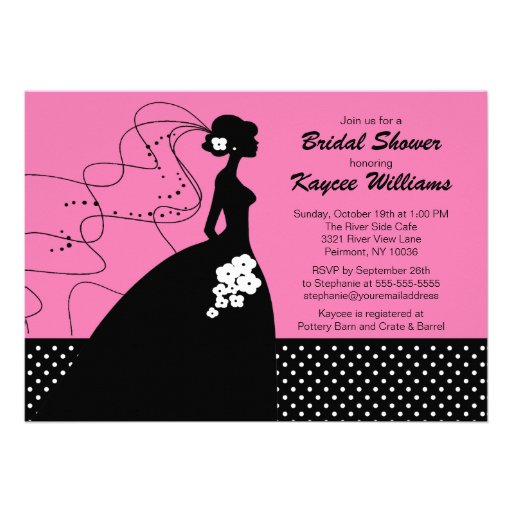 Silhouette Bride on Pink Bridal Shower Invitation from Zazzle.com