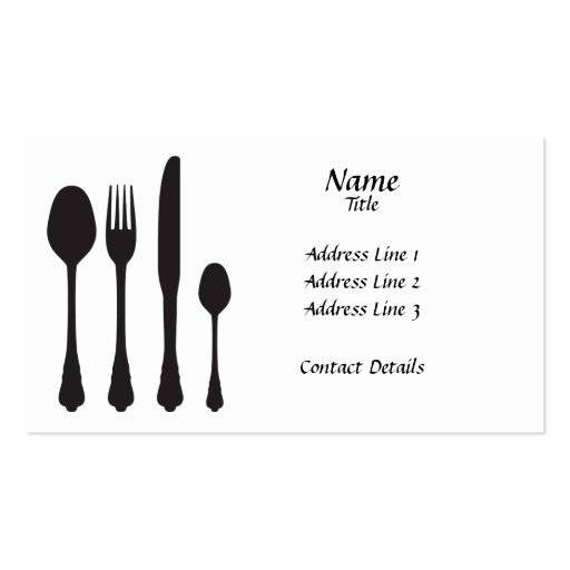 Silhouette Cutlery Cafe Patisserie Business Card (front side)