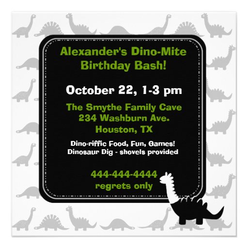 Silhouette Dinosaur Birthday Invitation