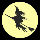 Silhouette Flying Witch Halloween Stickers
