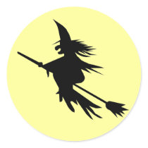 Silhouette Flying Witch Halloween Stickers