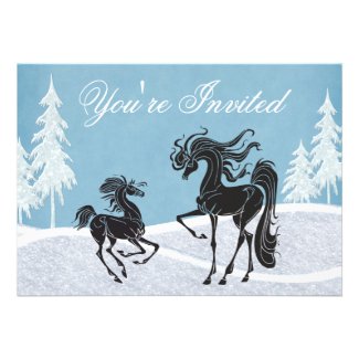 Silhouette Horse Winter Baby Shower Invitation