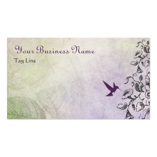 Silhouette Hummingbird and Flowers Business Card (front side)