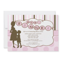 Silhouette Mom Baby Shower Baby Girl Pink Invites