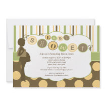 Silhouette Mom Baby Shower Boy or Girl Brown Personalized Announcement