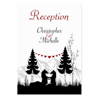 Silhouette Mountain Bears Wedding Reception Cards Business Card