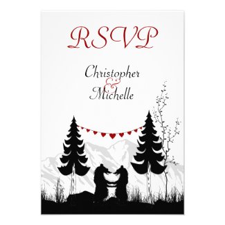 Silhouette Mountain Bears Wedding RSVP Cards