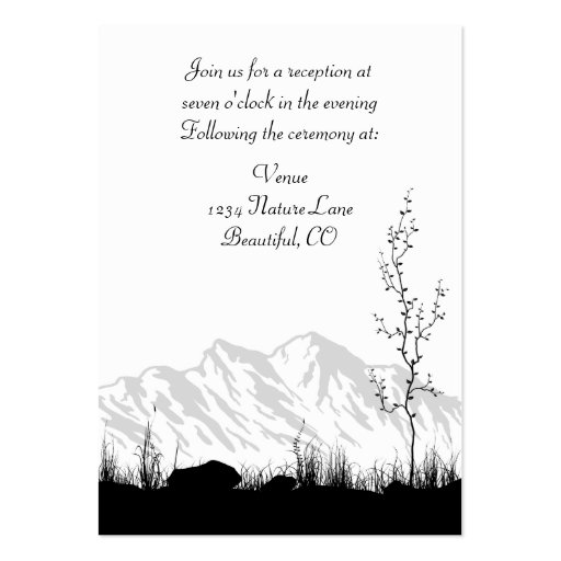 Silhouette Mountain Wedding Reception Cards Business Card Templates (back side)
