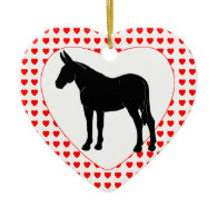 Silhouette Mule Hearts Christmas Ornament