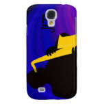 Silhouette of a jazz player, blue & purple galaxy s4 cover