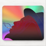 silhouette of a man with a beard smoking mouse pads