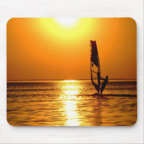 Silhouette of a windsurfer mouse pads