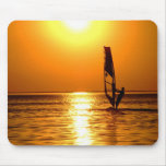 Silhouette of a windsurfer mouse pads