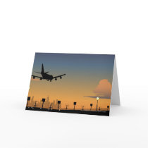 Silhouette of an airplane in flight card